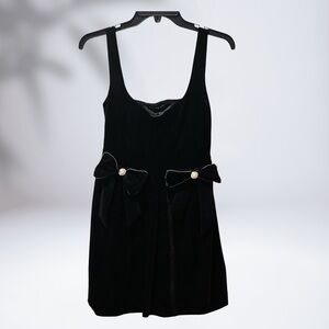 Blu Pepper Black Velvet Mini Dress with Bow Details